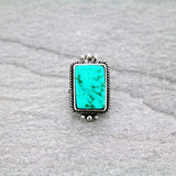 Rectangle Stone Cuff Ring - Adjustable