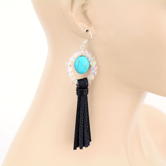 Fringe Iridescent Turquoise Earring