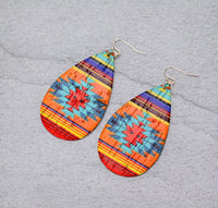 Aztec Teardrop Cork Dangle Earrings