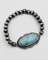 Navajo Pearl Stretch Bracelet with Center Stone