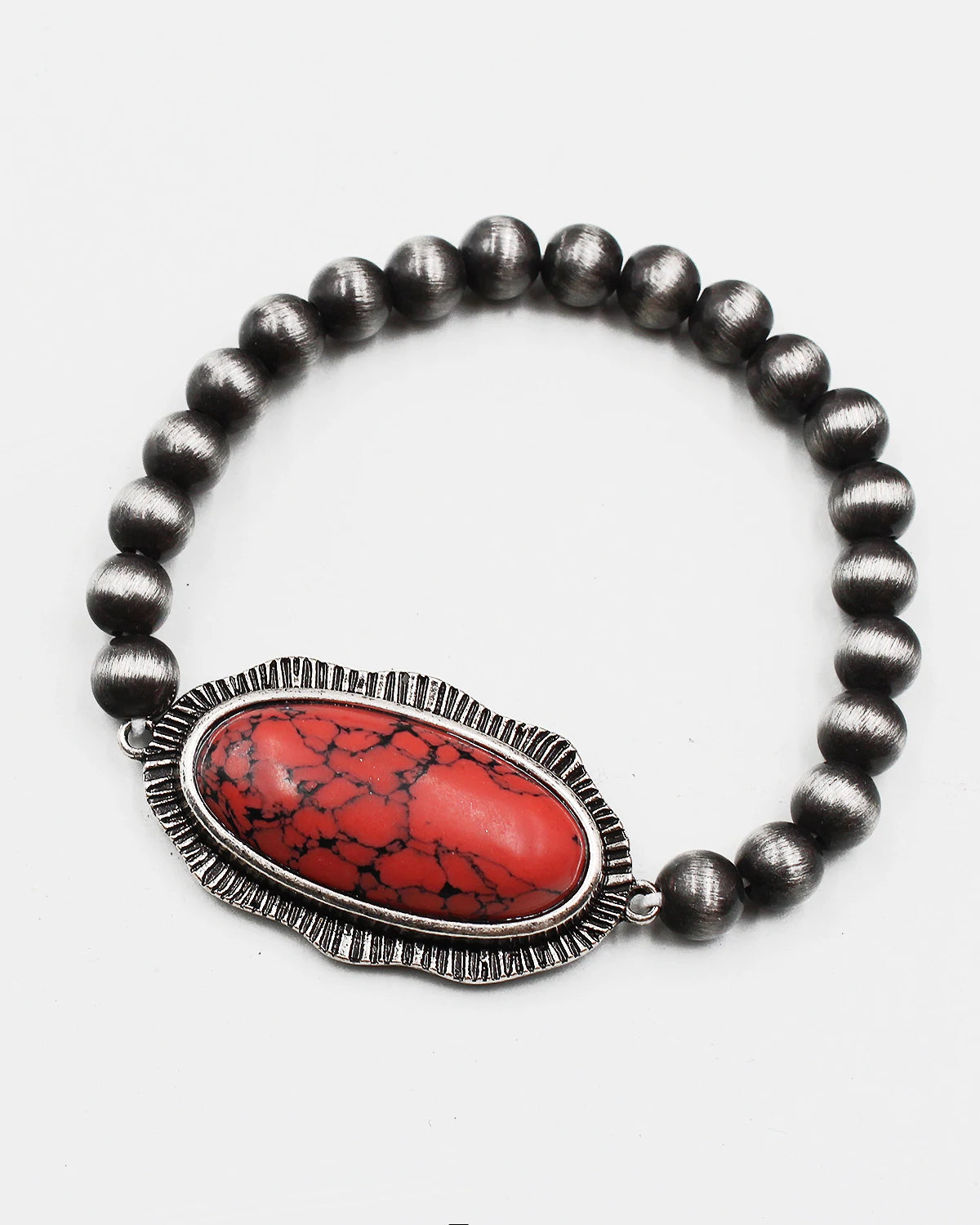 Navajo Pearl Stretch Bracelet with Center Stone