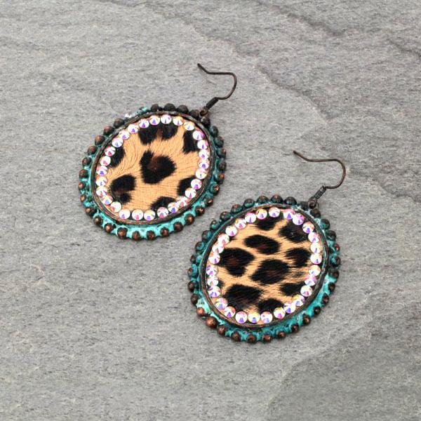 Patina Leopard Oval Earrings