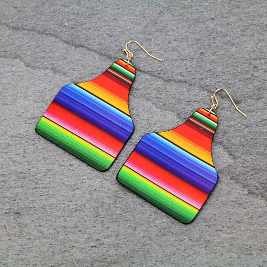 Serape Cattle Tag Earrings