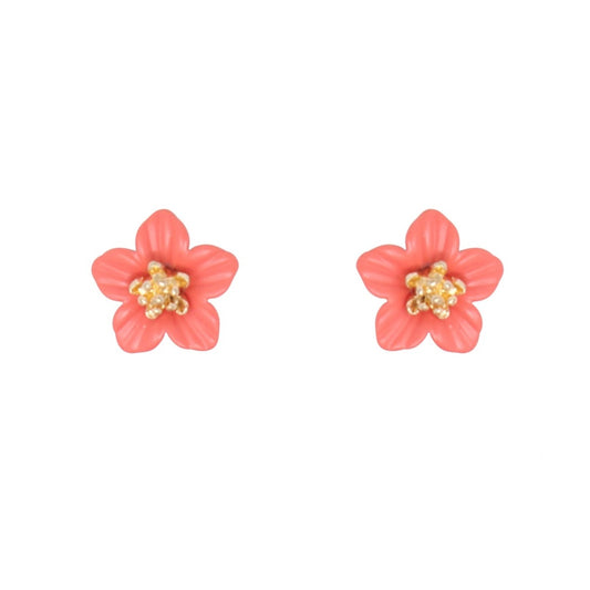 Small Coral Flower Stud Earrings
