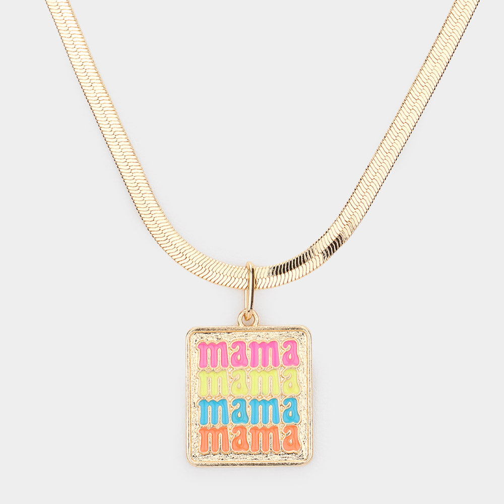 "Mama" Rectangle Pendant Necklace