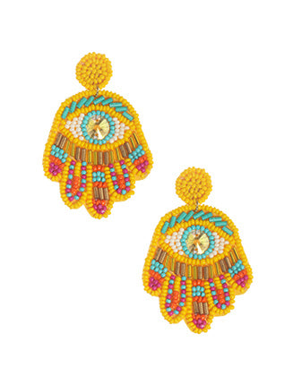 Hamsa Hand W/Evil Eye Drop Earrings