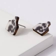 Cow Print Cow Tag Earrings
