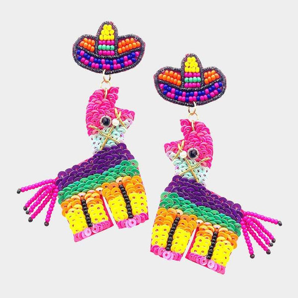 Fiesta Donkey with Sombrero Earring
