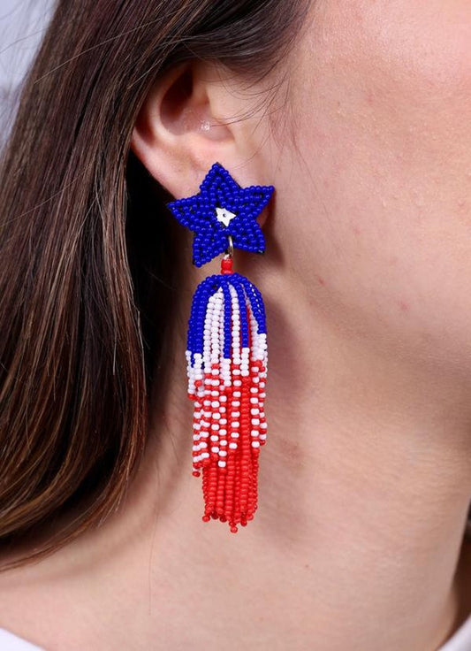 Firecracker Earrings - Red, White, Blue