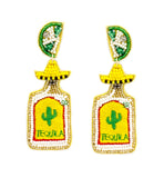 Cactus Tequila w/Lime Bottle Earrings