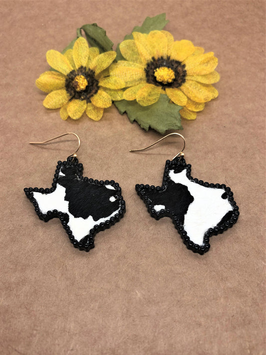 Texas Shape Hide Dangle Earrings