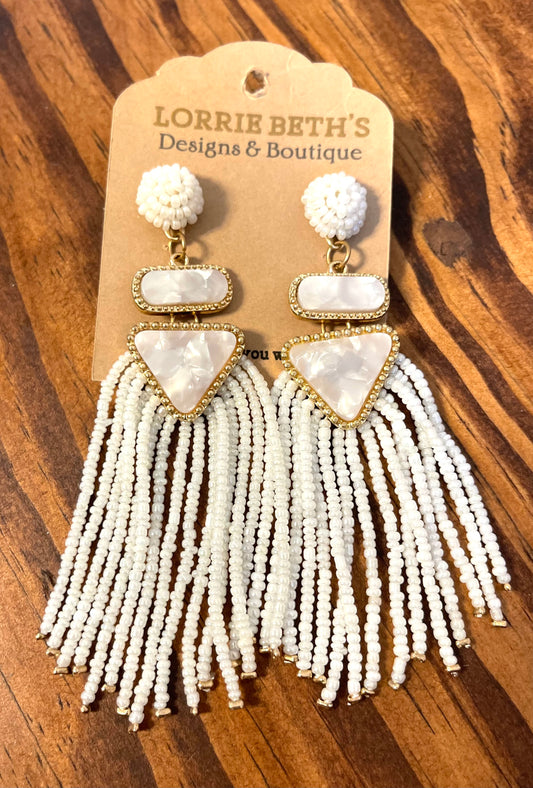 Lexi White Marble Earrings