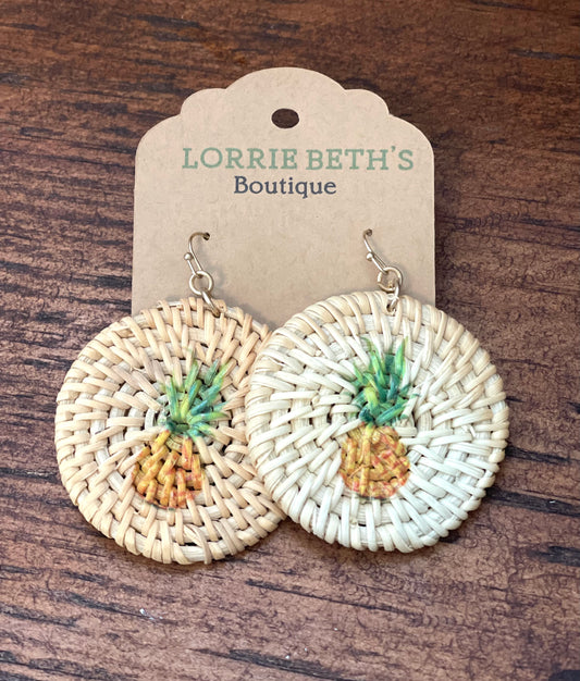 Raffia Pineapple Round Earrings