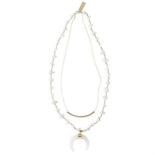Crescent Layering Necklace - White