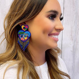 Lola Heart Embroidery Earrings