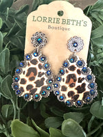 Blue Blaze Leopard Earrings