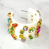 White Resin Hoops with Rainbow Crystals