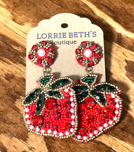 Rhinestone Strawberry Earrings