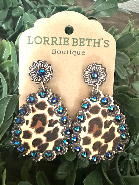 Blue Blaze Leopard Earrings