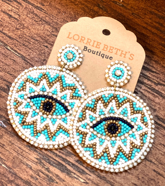 Rhinestone Evil Eye Earrings