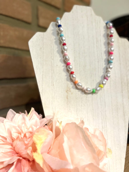 Rainbow & Pearl Necklace