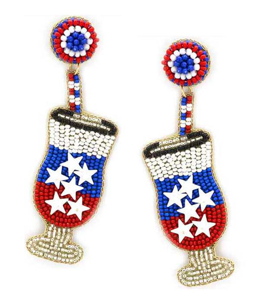Patriotic Sundaes w/Straw Earrings