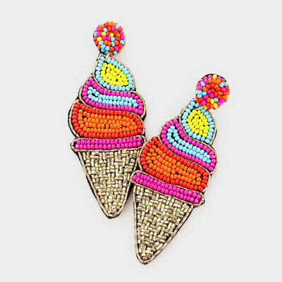 Rainbow Swirl Ice Cream Earrings