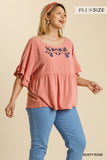 Embroidered Dusty Rose Top